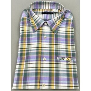Massimo Bizzocchi Shirt Mens 15.75 40 Multicolor Plaid‎ Long Sleeve Italy NEW